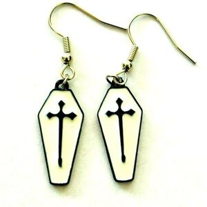 White and Black Coffin Earrings, NWT, Unworn